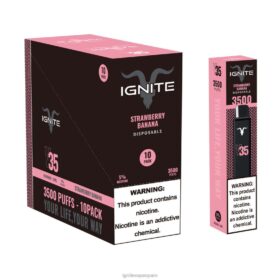 IGNITE V35 paquete de 10 bolígrafos vaporizadores plátano fresa 8TR6J128 Ignite Vape Sabores