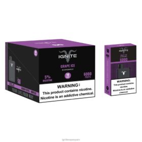 IGNITE V60 paquete de 10 bolígrafos vaporizadores hielo de uva 8TR6J18 Ignite Vape Sabores